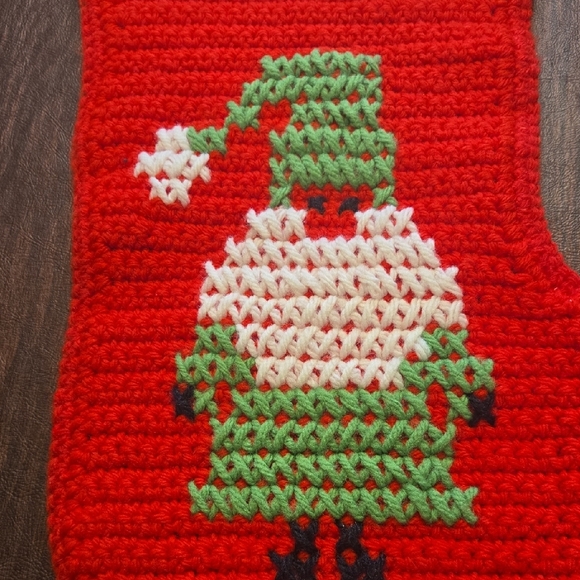 Red and Green Knit Christmas Stocking - Picture 4 of 7